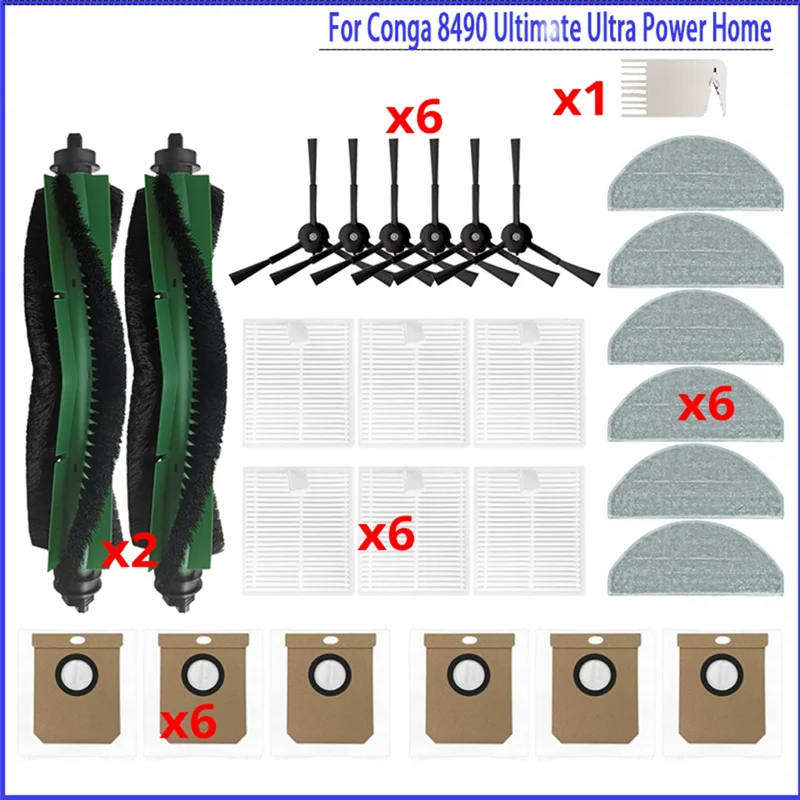 

A93Z For Cecotec Conga 8490 Ultimate Ultra Power Home Spare Parts Accessories HEPA Filter Mop Dust Bag Roller Side Brush