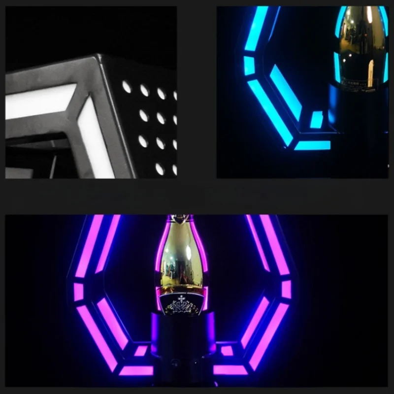 Bar Wine Rack LED Acrylic Ironwork Rhombus Bottles Rack Variable Lighting Display Bottle Racks Creativity Fashion Modern Barware