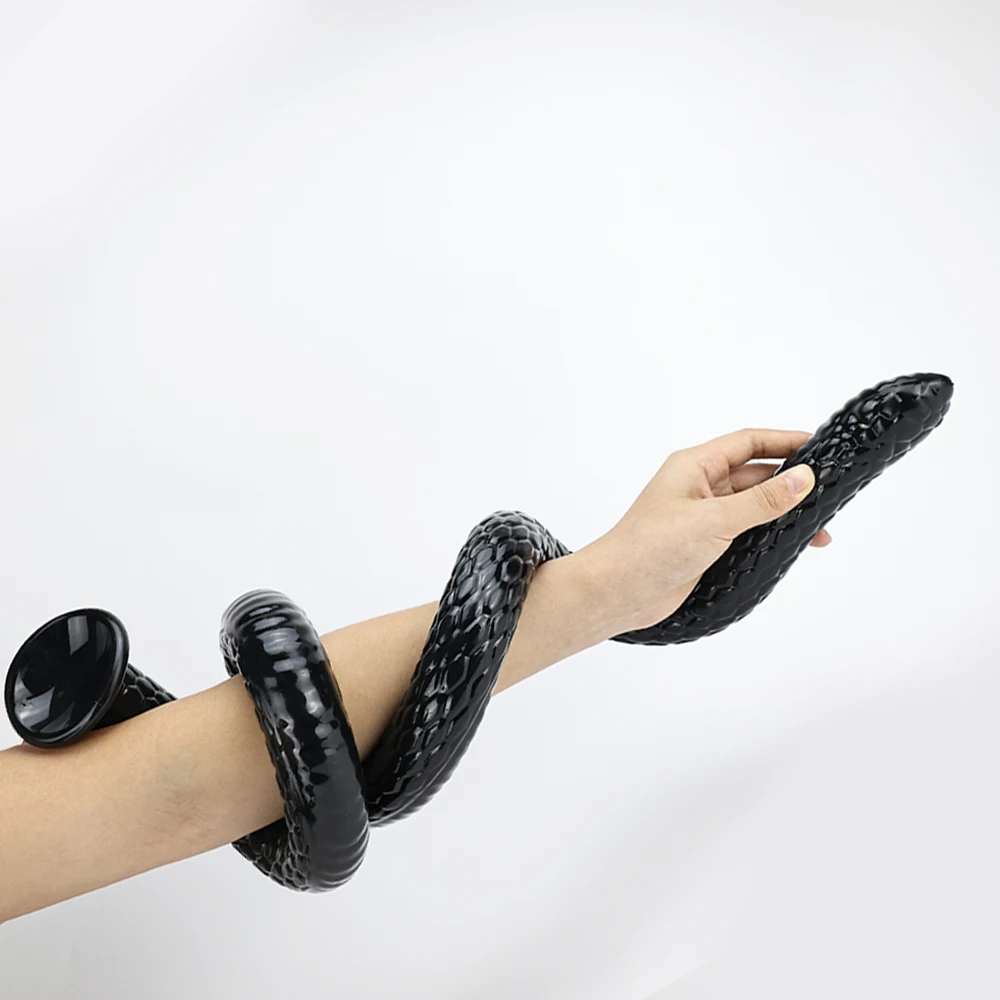Giant Extra-long Anal Plug Black TPE Snake Head Monster Penis Fish-Scale Shaped Butt Plug Adult Toys Suitable for Homosexuals - view 6