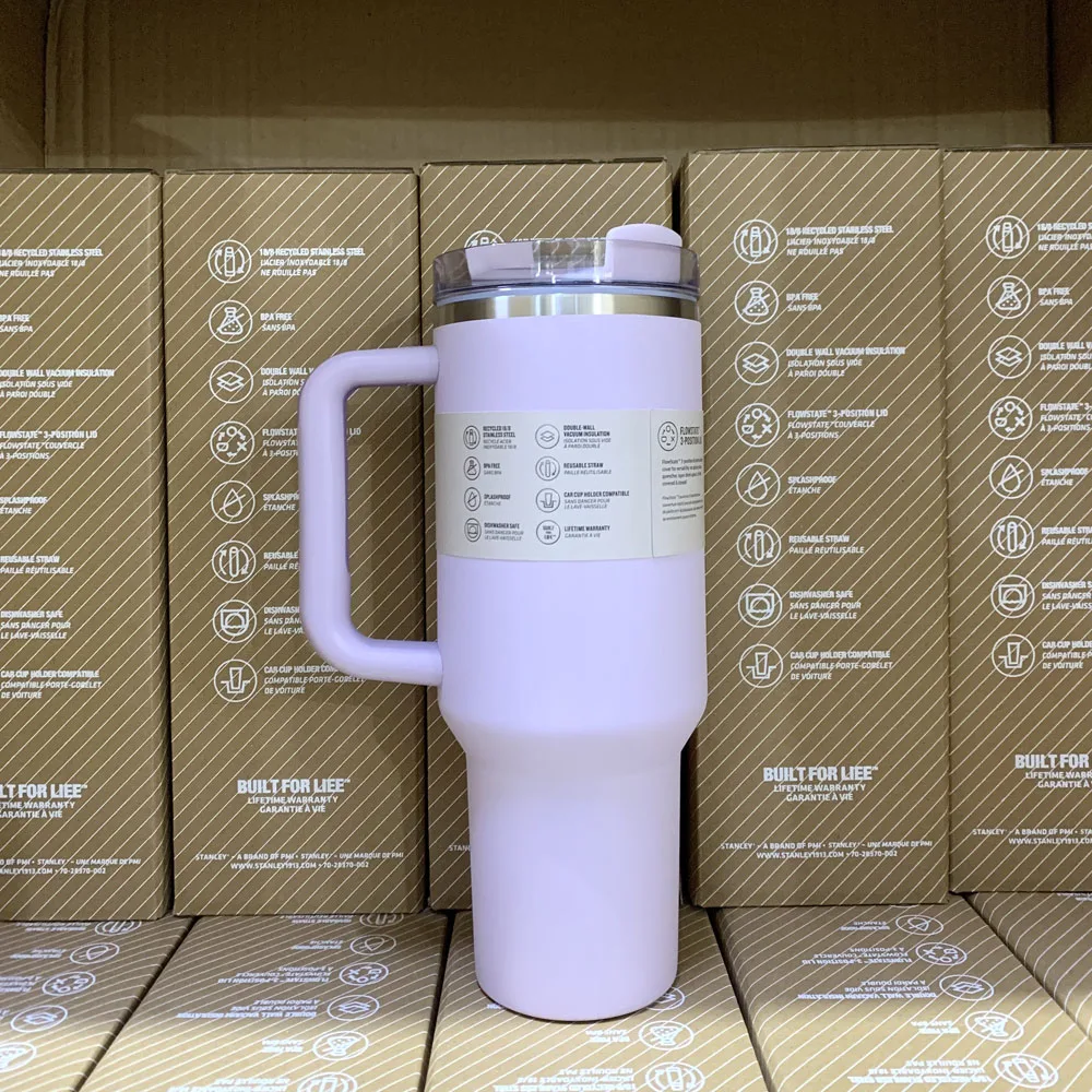 40 أوقية 2025 مقبض القش فراغ معزول سيارة القدح ستار الأزرق غطاء الفولاذ المقاوم للصدأ جدار مزدوج الحرارية مثلج كوب السفر ل s