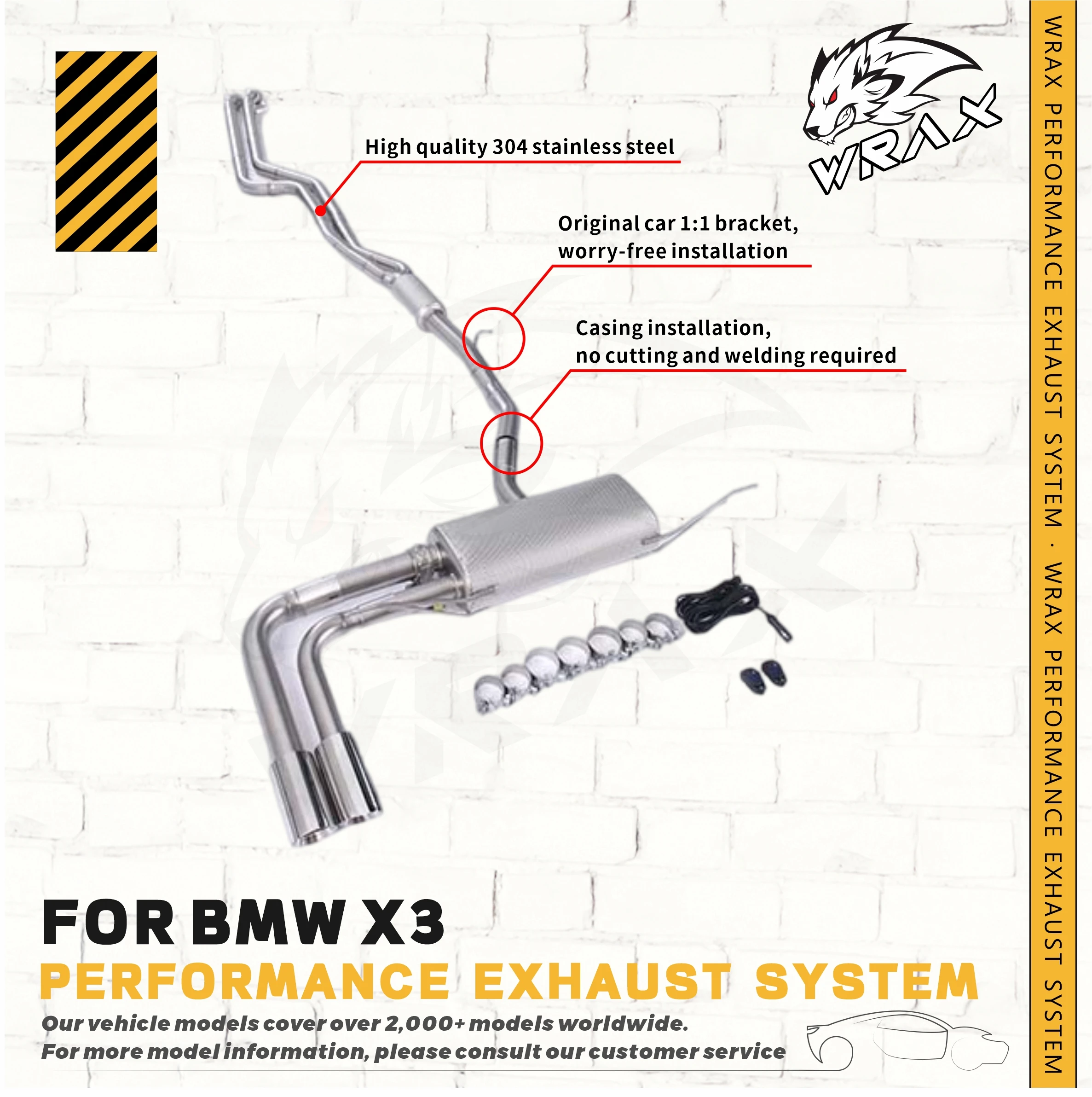 

WRAX Direct Fit Replacement SS 304 Car accessories Catback Exhaust For BMW X3 Aggressive Exhaust Sound Performance Upgrade Easy