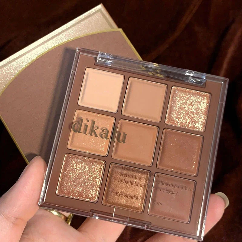 

Caramel Brown 9 Colors Dark Pearled Eye Shadow Palette Earth Color Shadow Bright Palette Lanterns Eye Pigments Durable Makeup
