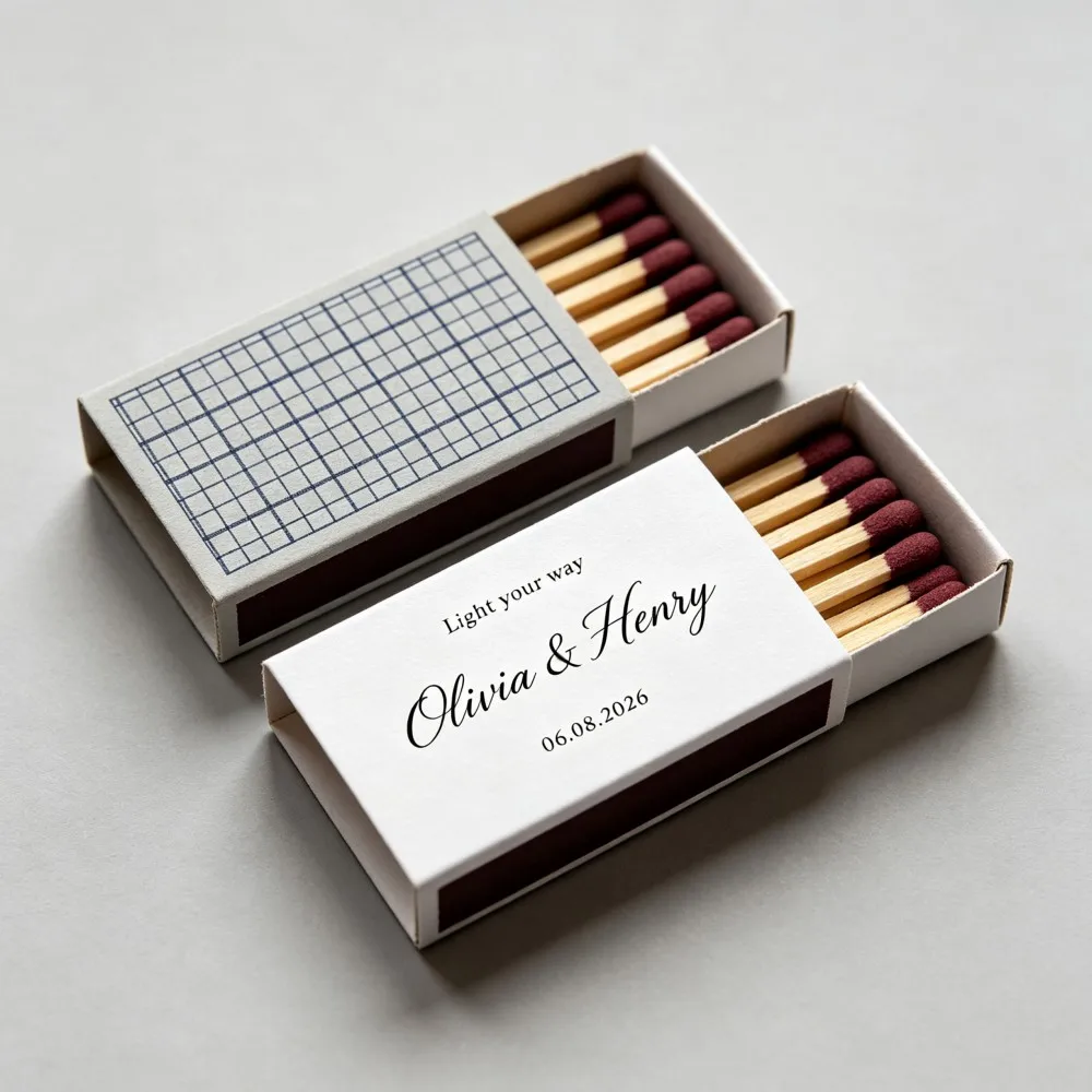 50Pcs Retro Customizable Empty Matchbox Sliding Drawer Cardboard Box Custom Pattern Text Retirement Thank You Favor Jewelry Box