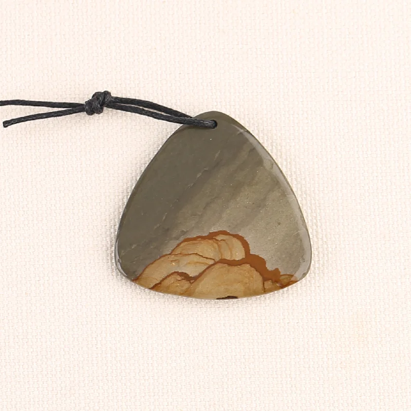 Natural Biggs Picture Jasper Triangle Pendant – Unique Patterned Gemstone for Jewelry Making or Collection