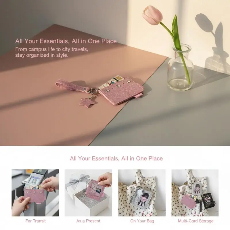 Cute Solid Color Star Kpop Photocard Holder 3 Inch Durable Anti-Fouling Card Sleeve for Girls Fans Collection Birthday Gift