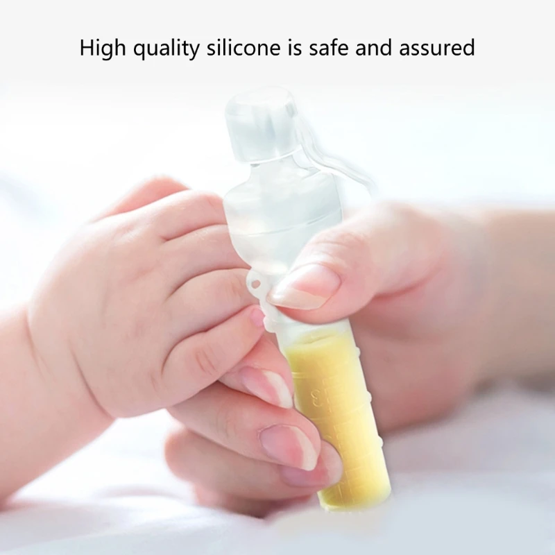 Tubo di raccolta del colostro a tenuta stagna da 5mL raccoglitore di latte materno in Silicone senza BPA custodia riutilizzabile per siringa per l'alimentazione del latte per bambini