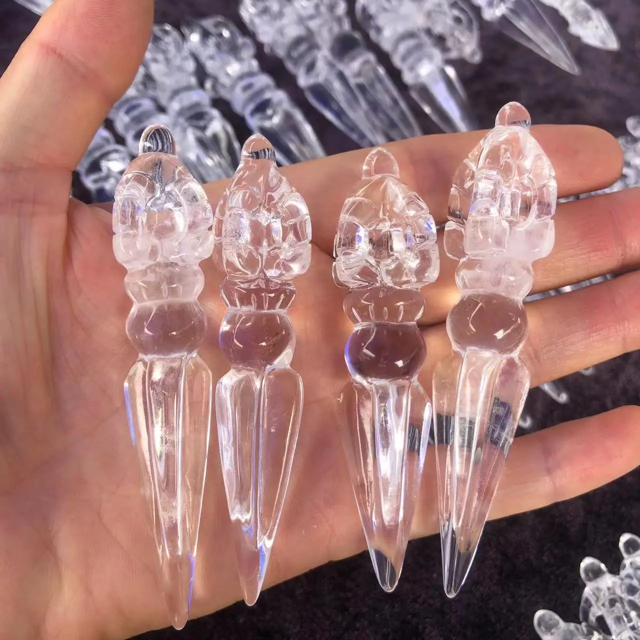 New Natural Clear Crystal Pendant Cross King Kong Pestle Pout Bell Axe Magic Pestle Magic Necklace for men and women pend - view 3