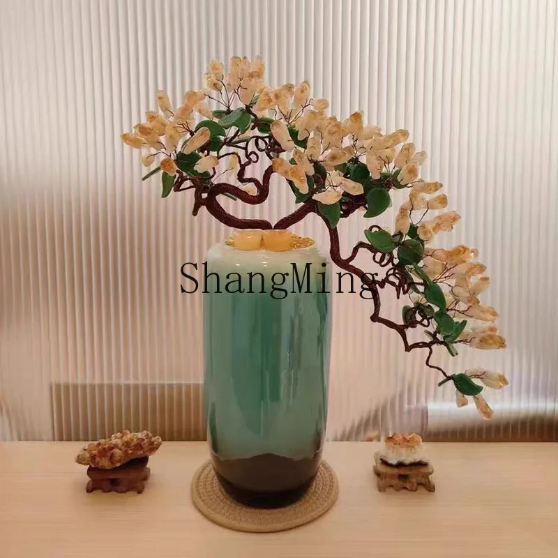 

LXY Natural Citrine Fortune Tree Office Home Lucky Desktop Ornament Decorative Gifts