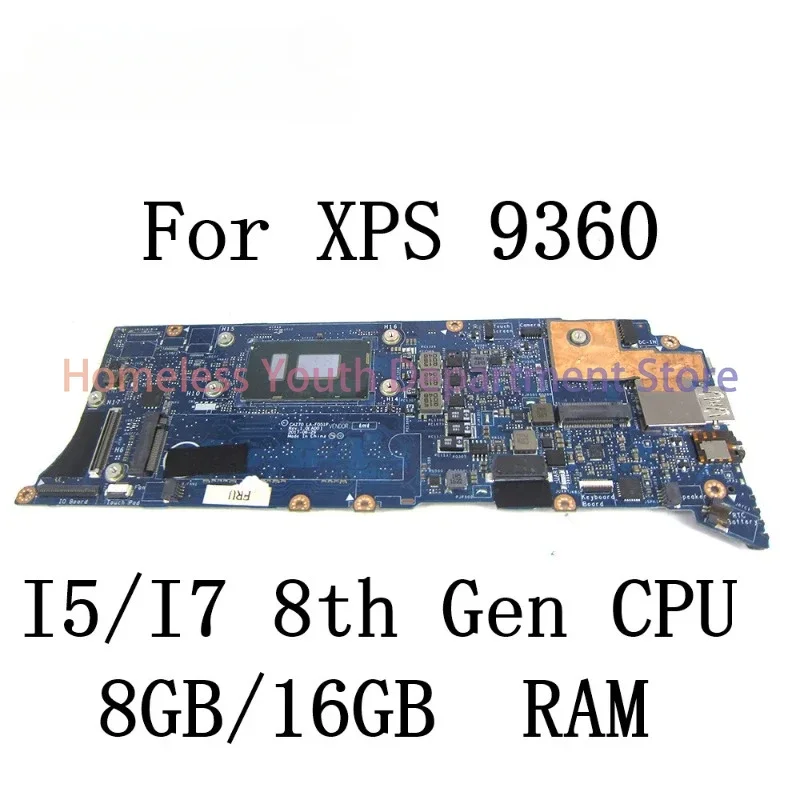 CAZ70 LA-F051P For Dell XPS 13 9360 Laptop motherboard with I5/I7 8th Gen CPU and 8GB/16GB RAM Mainboard