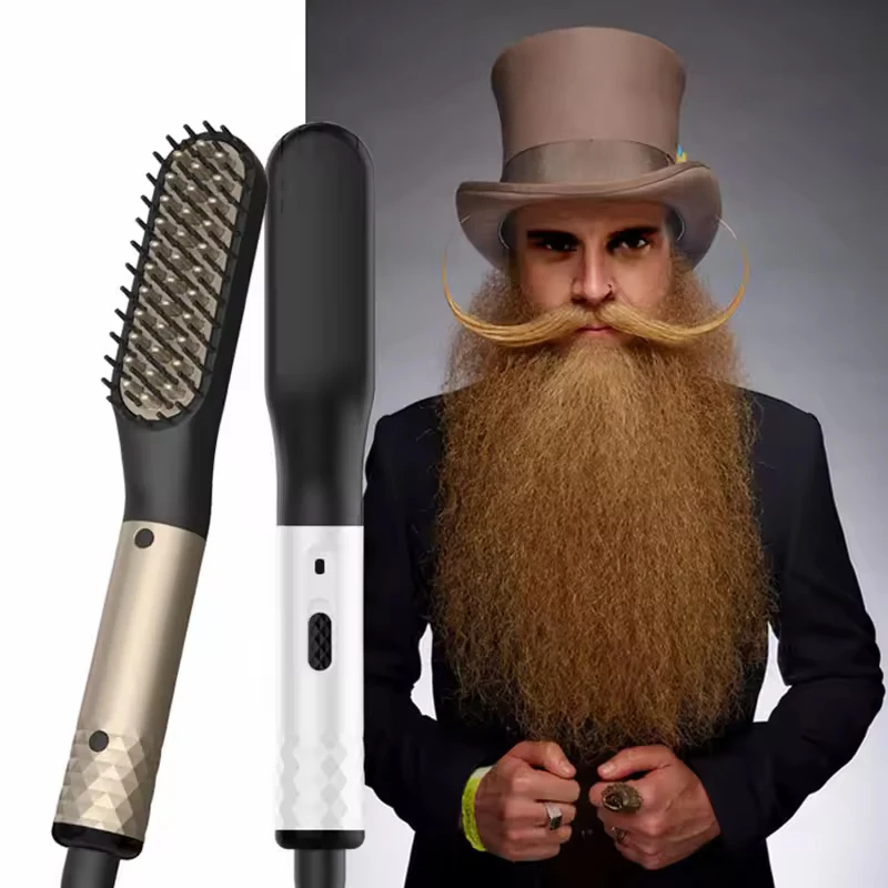 2-In-1 Men'S Beard Straightener Quick Heating And Straightening Beard Portable Salon Professional Men'S Styling Tool