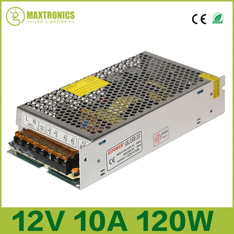 12V 10A 120W Switching Power Supply Driver  Lighting Transformer AC 110-240V Input to DC 12V for LED Strip Light / Modules Lamp