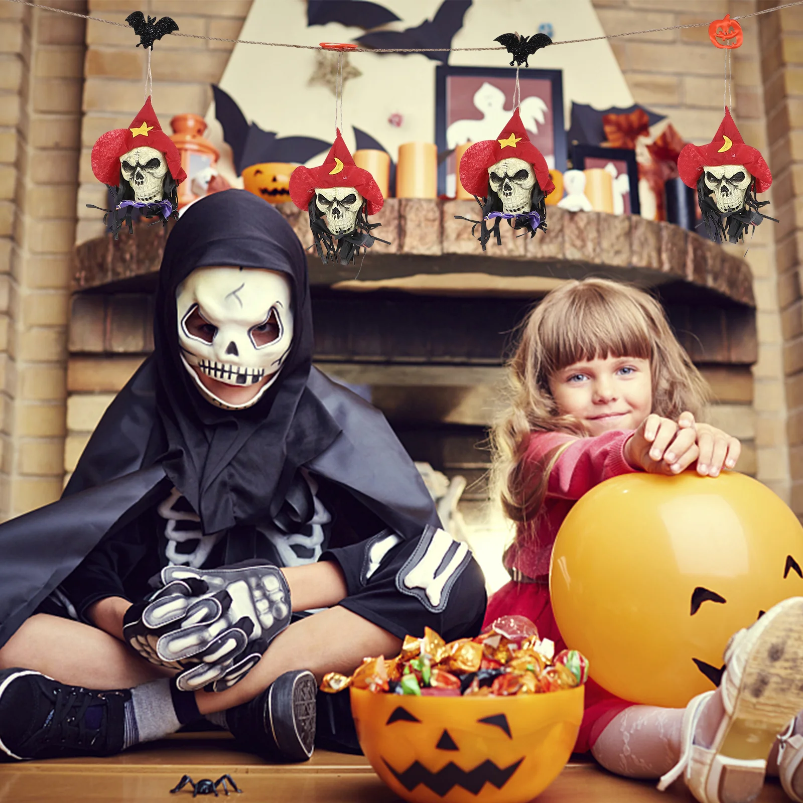 

1Pcs Pirate Skull Head Halloween String Flag Decoration Hanging Banner Perfect Party Photo Wall Decor Horror Halloween