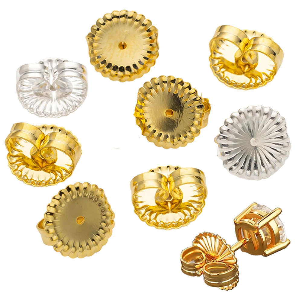 10pcs 18K Gold Plated Earring Backs Large Earring Secure Earring Lifters Backs Adjustable Earring for Droopy Ear Heavy Support