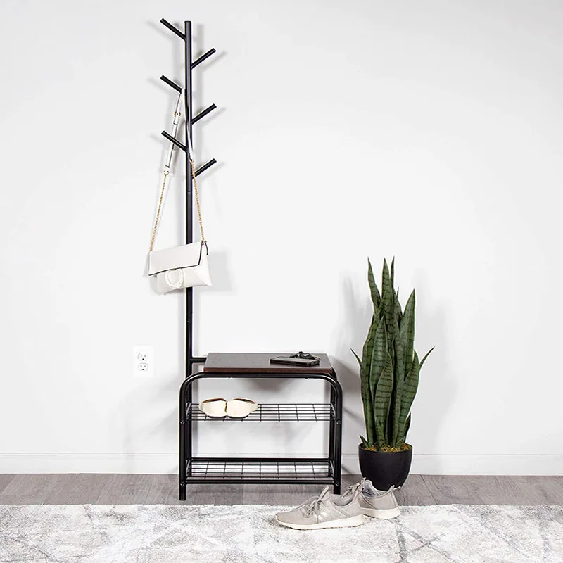 Coat rack, shoe rack, integrated indoor hanger, floor-to-ceiling household shoe change stool, belt rack