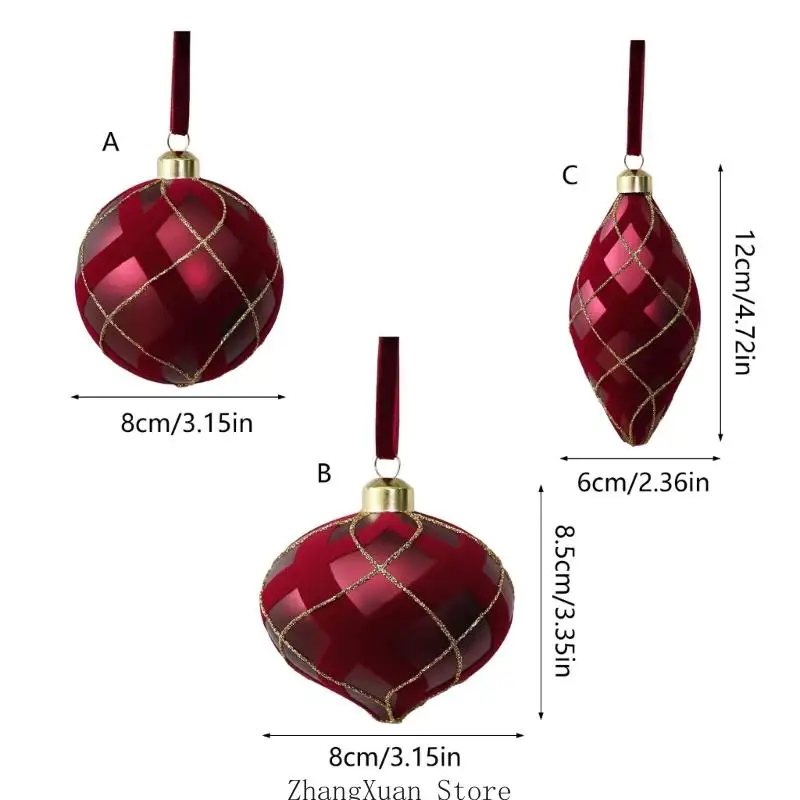 Baumschmuck-Set zum Aufhängen mit Goldverzierung für Feiertage, 3 x – Detail 6
