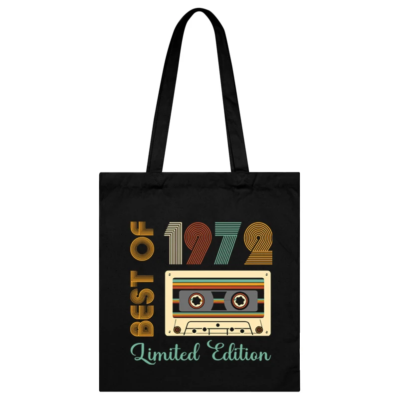 1974 Limited Edition Canvas Bag Women Birthday Years Vintage Radio Pattern Handbag Reusable Shoulder Tote Bag 1970-1979 Hand Bag