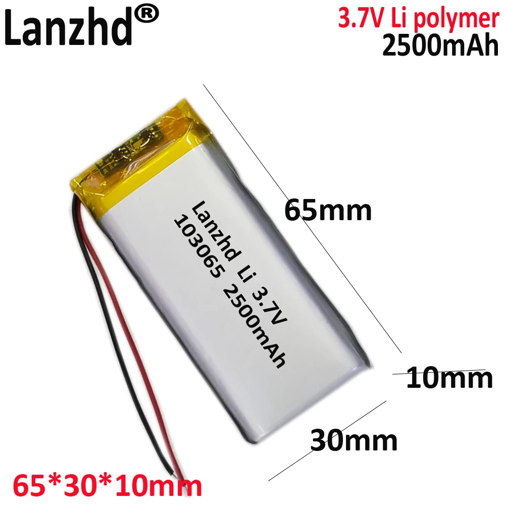 

3.7V Polymer lithium ion Li-ion battery For intercom navigator TOY POWER BANK GPS mp3 mp4 2500mAH 103065 103070 113270