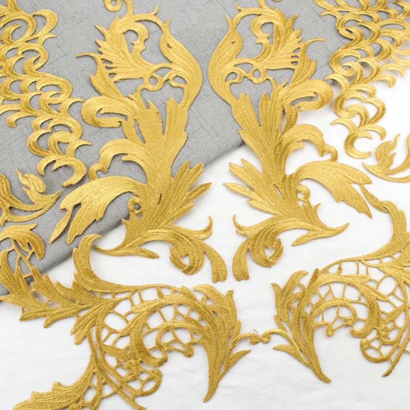 Gold Silver Thread Embroidery Mirror Flower Cloth Sticker Clothing Opera Xiangyun Dress Decoration Patch Stickers DIY Ironing On