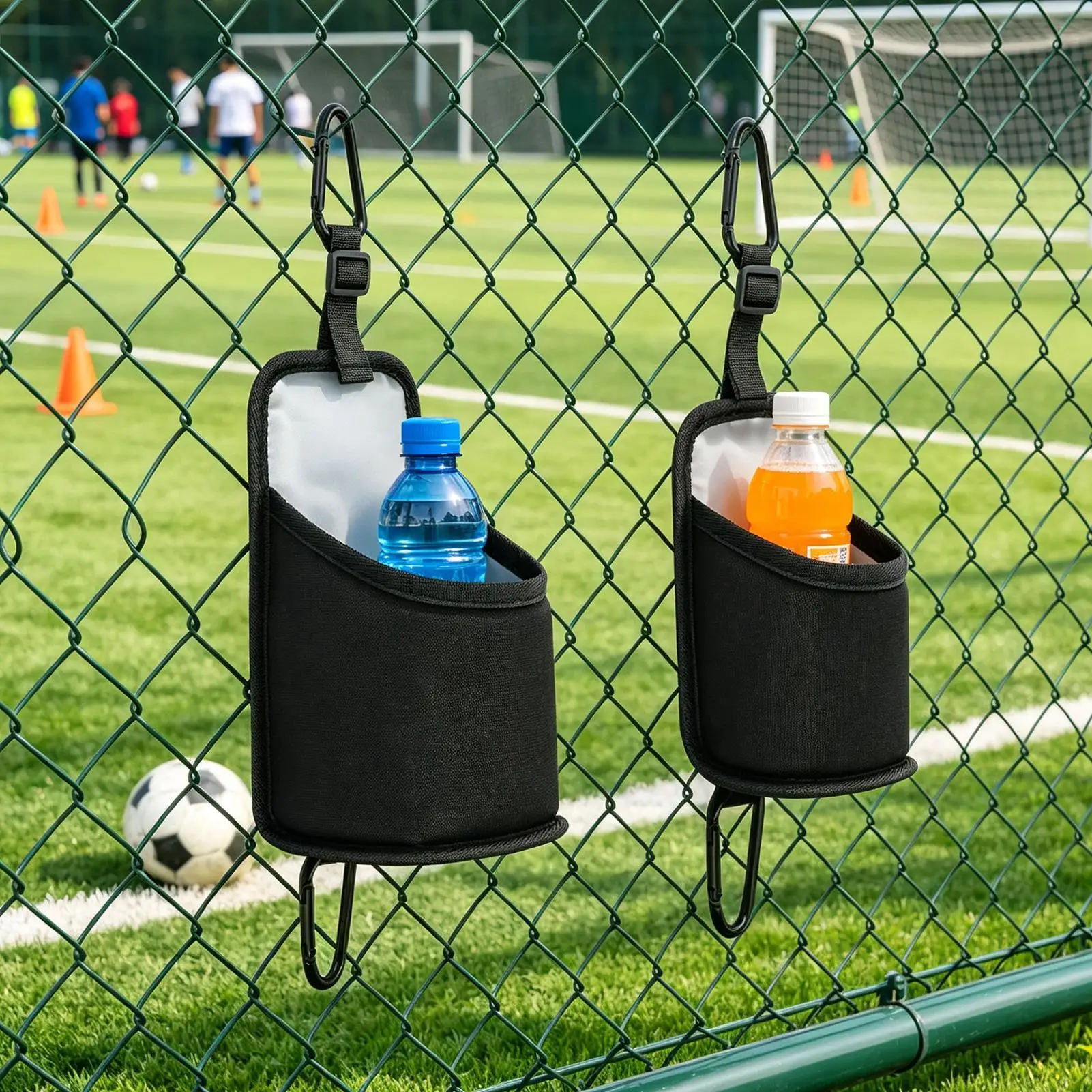 Chain Link Fence Cup Holder 2pcs Heavy Duty Water Bottle Hanger for Sports, Reusable Can Rack for Pickleball Tennis Baseball Dug