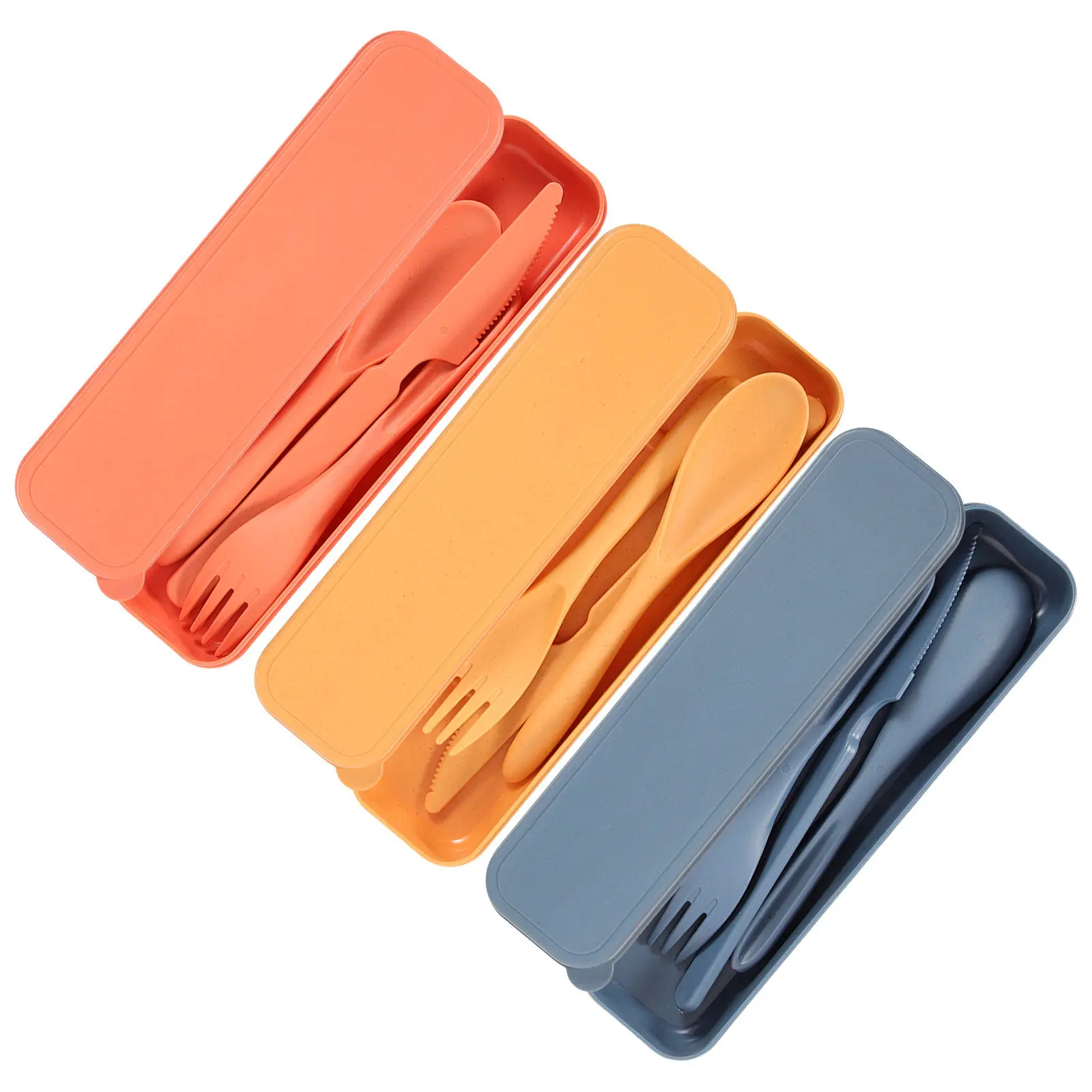 

Набор столовых приборов из пшеничной соломы, 3 комплекта: многоразовые дорожные приборы (ложка, вилка, нож), портативный набор для пикника, кемпинга, ланч-бокса, с футляром