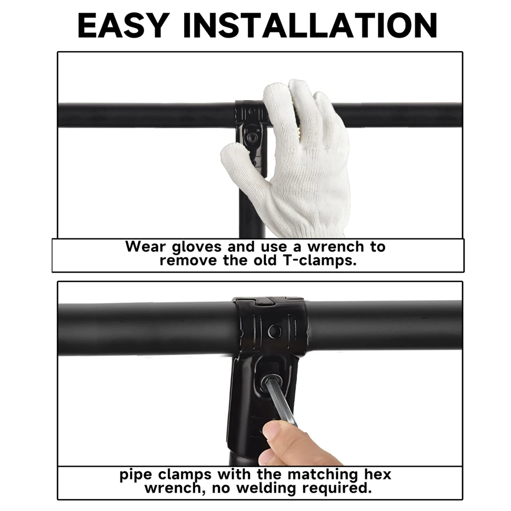 AT29-8 Sets 1 Inch T Pipe Clamp,Cold Rolled Steel Connector Chain Link Fence Parts End Rail T Clamp For 1 Inch (25Mm) OD Pipe