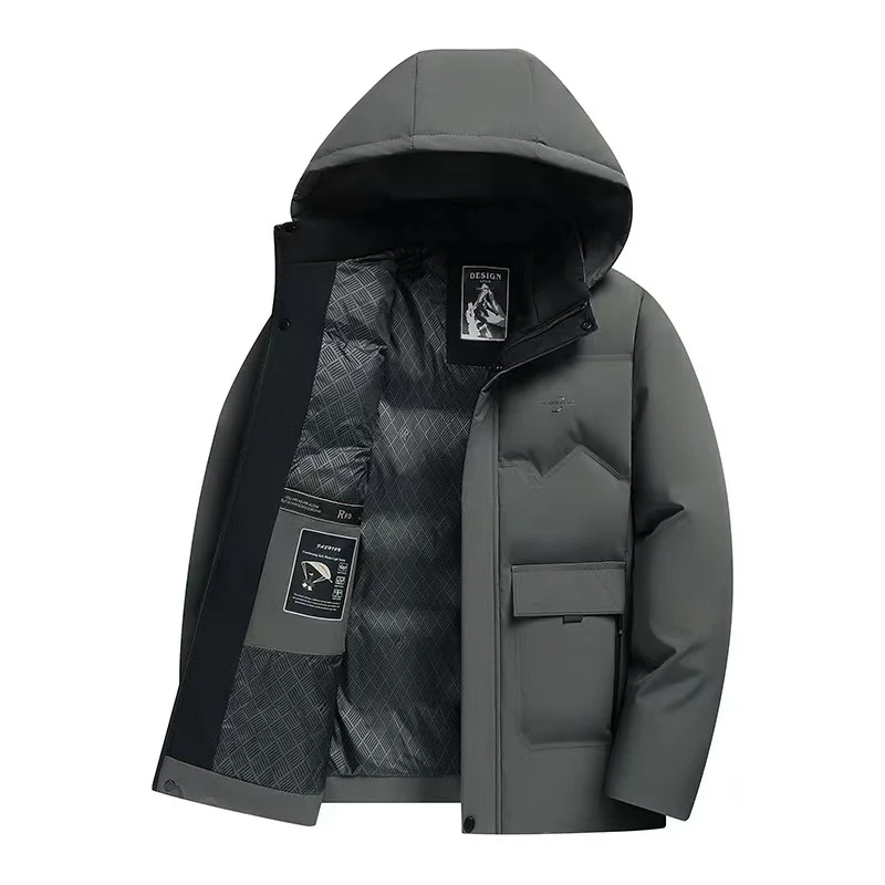 معطف رجالي جديد لخريف وشتاء 2025 معطف قطني بقلنسوة مع تصميم خبز دافئ سميك معطف قطني قبعة معطف قطني للأب قابل للفصل