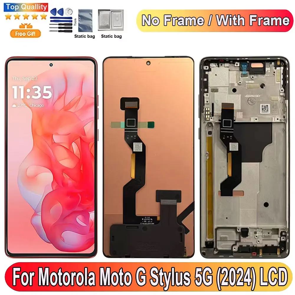 Tela LCD de 6,7'' para Motorola Moto G Stylus 5G (2024) com Painel Touch e Digitalizador, Peça de Reposição com Aro XT2419-1