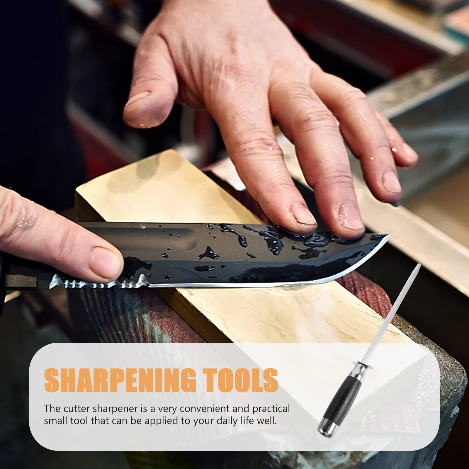 

Cutter Sharpener Rod Stainless Steel Kitchen Sharpening Stick Large Surface Efficient Kitchen Tool Sharpener Rounded Smooth