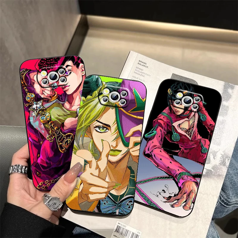 

J-JoJo Bizarres A-Adventure For Xiaomi Mi Poco F5 F4 F3 X6 X5 X4 X3 M6 M5 M5S M4 M3 C65 Pro GT NFC 5G Black Soft Phone Case