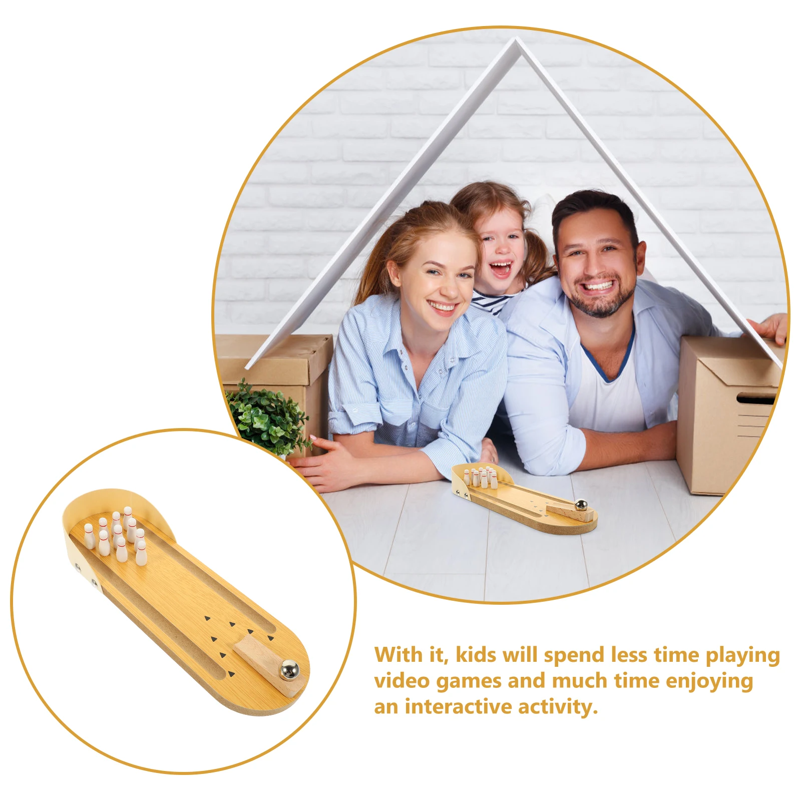 

Wooden Intellectual Toys Mini Bowling Set Light Brown Smooth Prevent Senile Elderly Activities Desk Game Parent Child