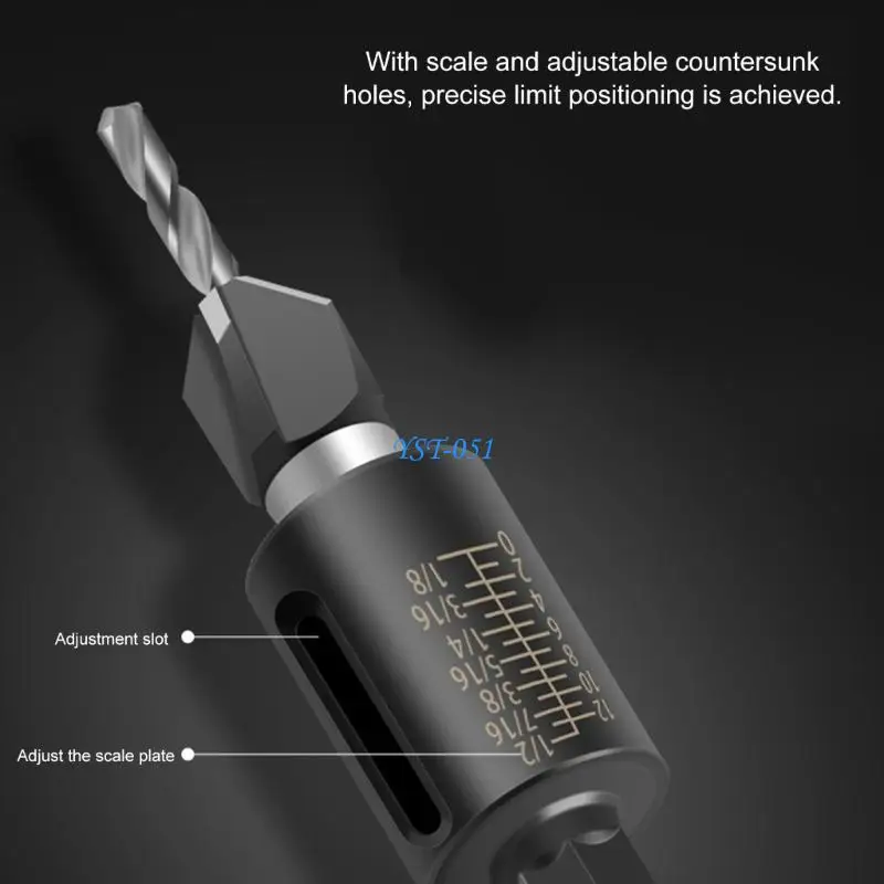 E15A 6Pcs Professional Countersink Drill Set for High Accuracy Woodworking Tasks
