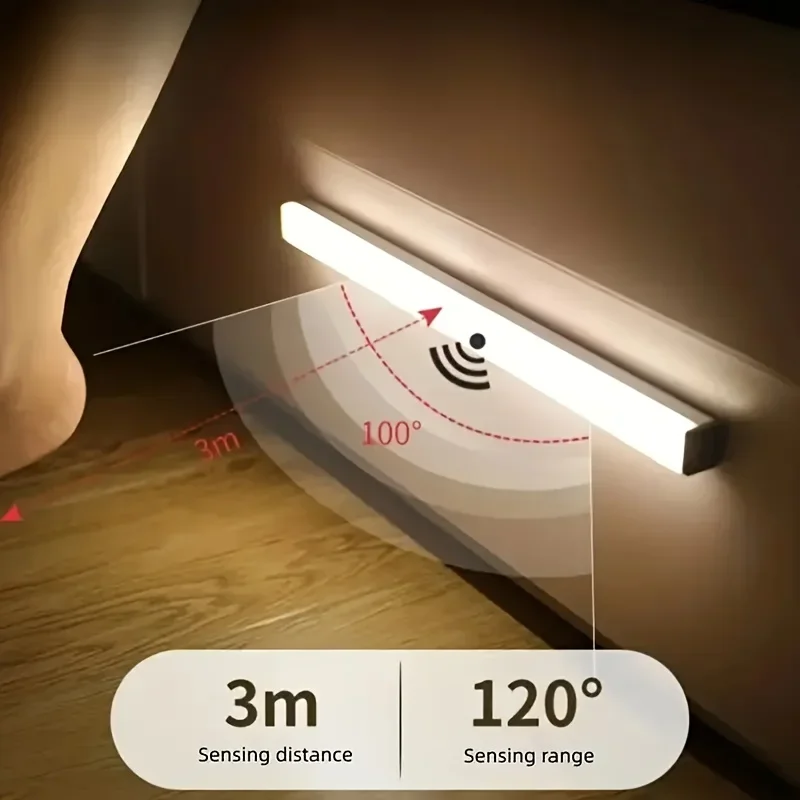 Rechargeable Magnetic LED Strip Light with Motion Sensor for RV Cabinet Wardrobe Kitchen - Wireless Night Light