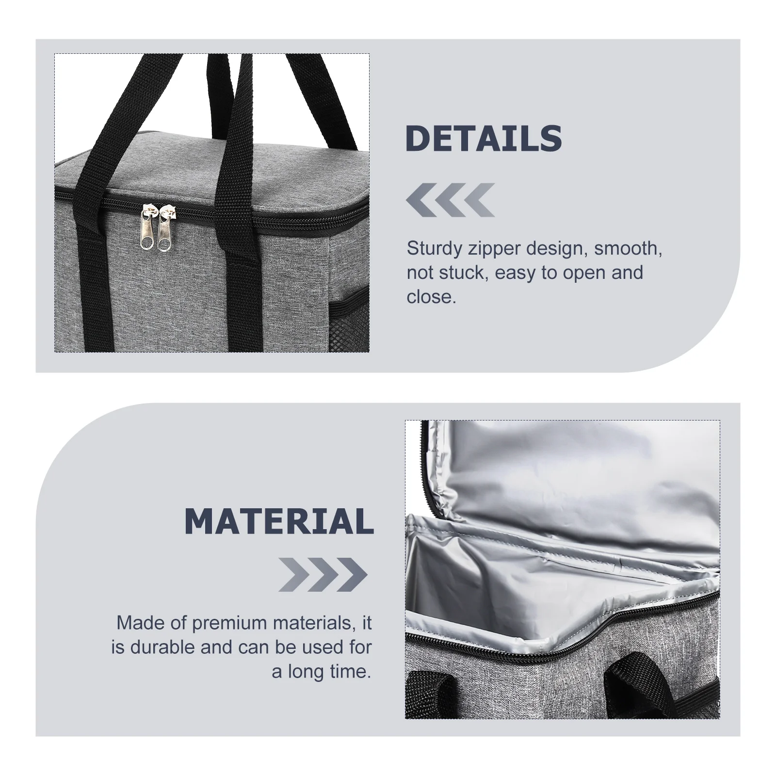 

2024 Upgraded Thermal Bento Sturdy Zipper Side Pockets Insulation Lunch Bag Portable Food Storage Bag For Travel Gym Picnic