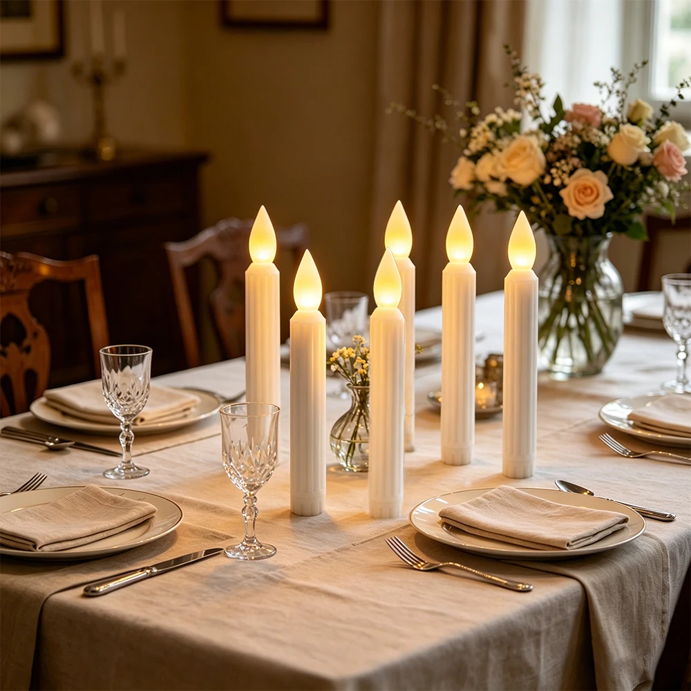 3/6/12pcs LED Tapered Candle Lights, Flameless Flickering Candle Lights for Home Decoration Wedding Christmas Decorations Light