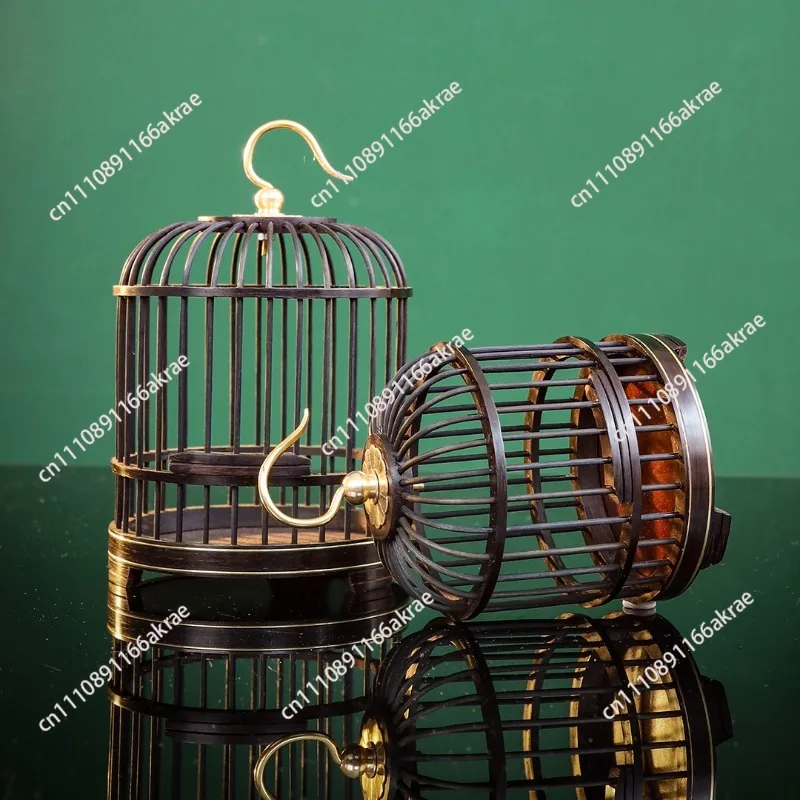 Purple sandalwood copper hook double-layer grasshopper   borer cricket cage hand-woven cage feeding