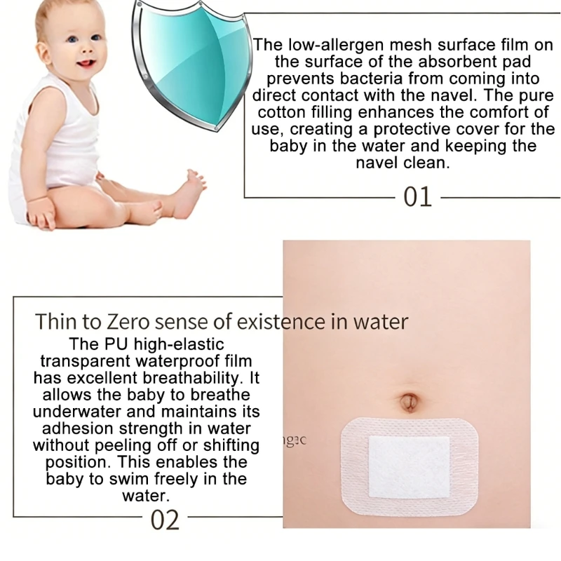 Pack of 50 Newborns Umbilical Cord Cover For Bathing And Swimming PU Fabric Secure Adhesion Keep Dry A2UB