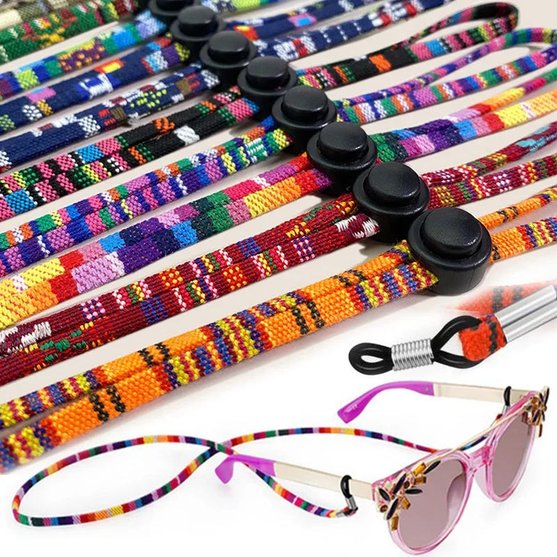 

1pcs Bohemia Style Sunglasses Strap Eyeglass Lanyards Colorful Cotton Cord Reading Glasses Chain String Holder Neck Cord Eyewear