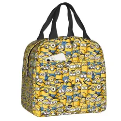 Borsa Tote per il pranzo isolata Anime Minions personalizzata per le donne Cartoon Minion Portable Thermal Cooler Food Lunch Box School