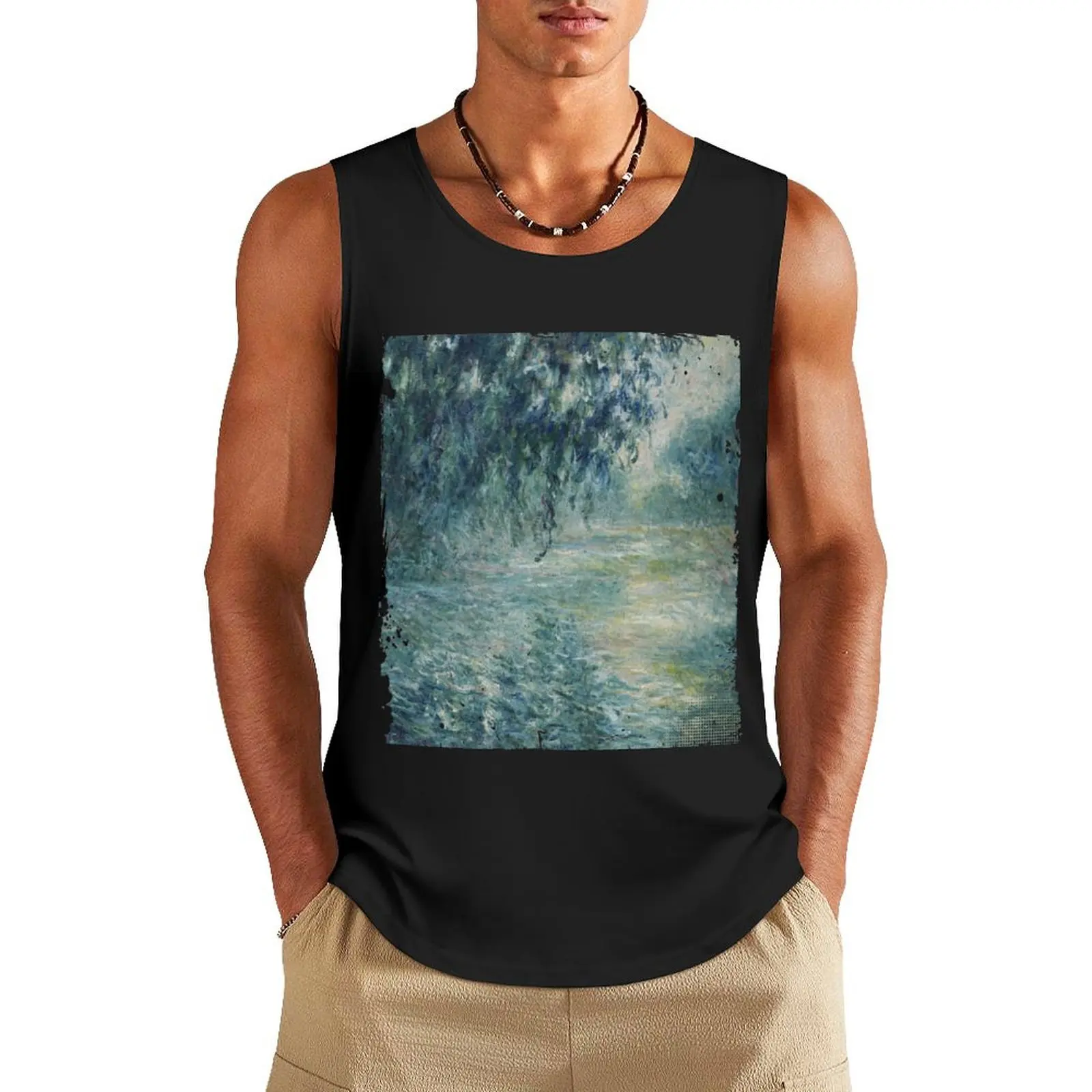 Morning on the Seine, 1898- Claude Monet Tank Top Men's clothing brands sleeveless vests