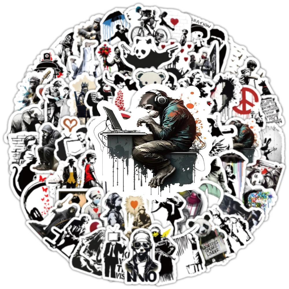 10/30/50/100pcs Cartoon Banksy Street Art Graffiti Stickers Decals Kids Toys Notebook Laptop Phone Notebook Decoration Sticker