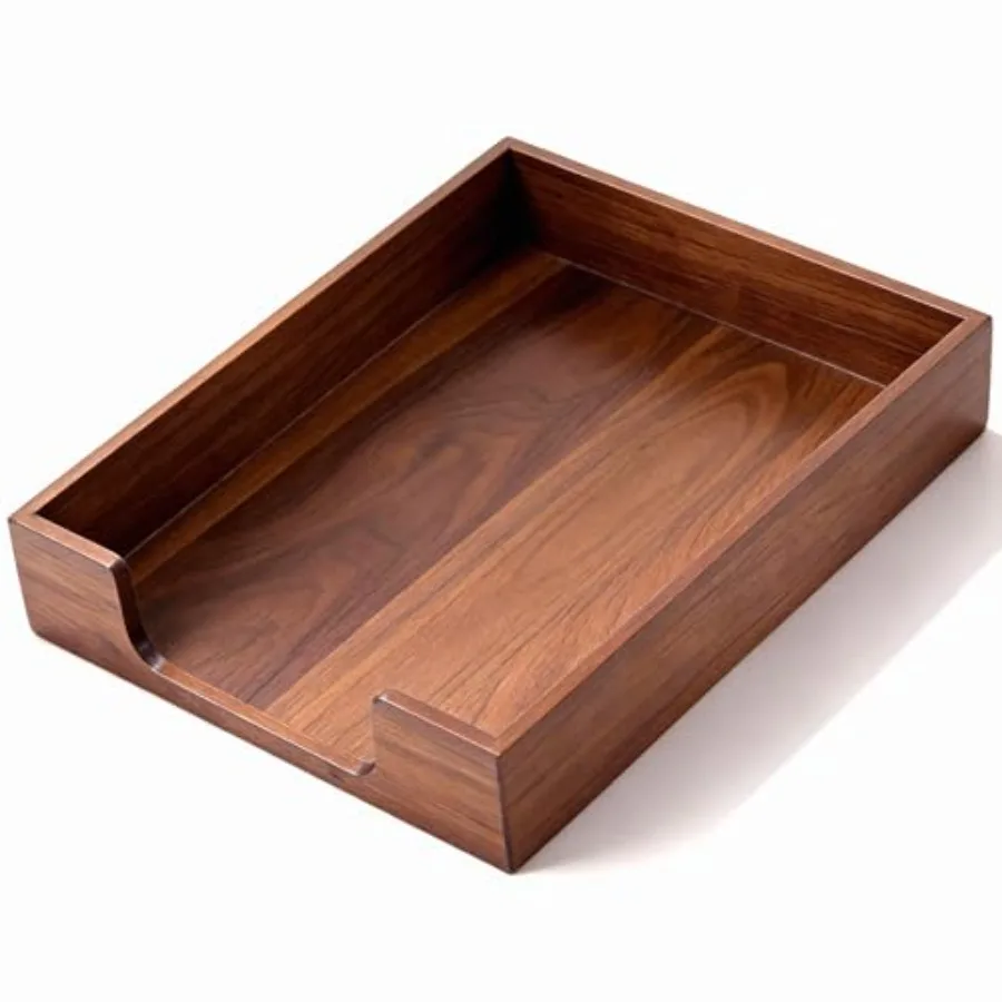 

Wood Letter Tray Wooden Desk Organizer Paper Document File Tray for Office Supplies Collection Folders Notebooks Black Walnut