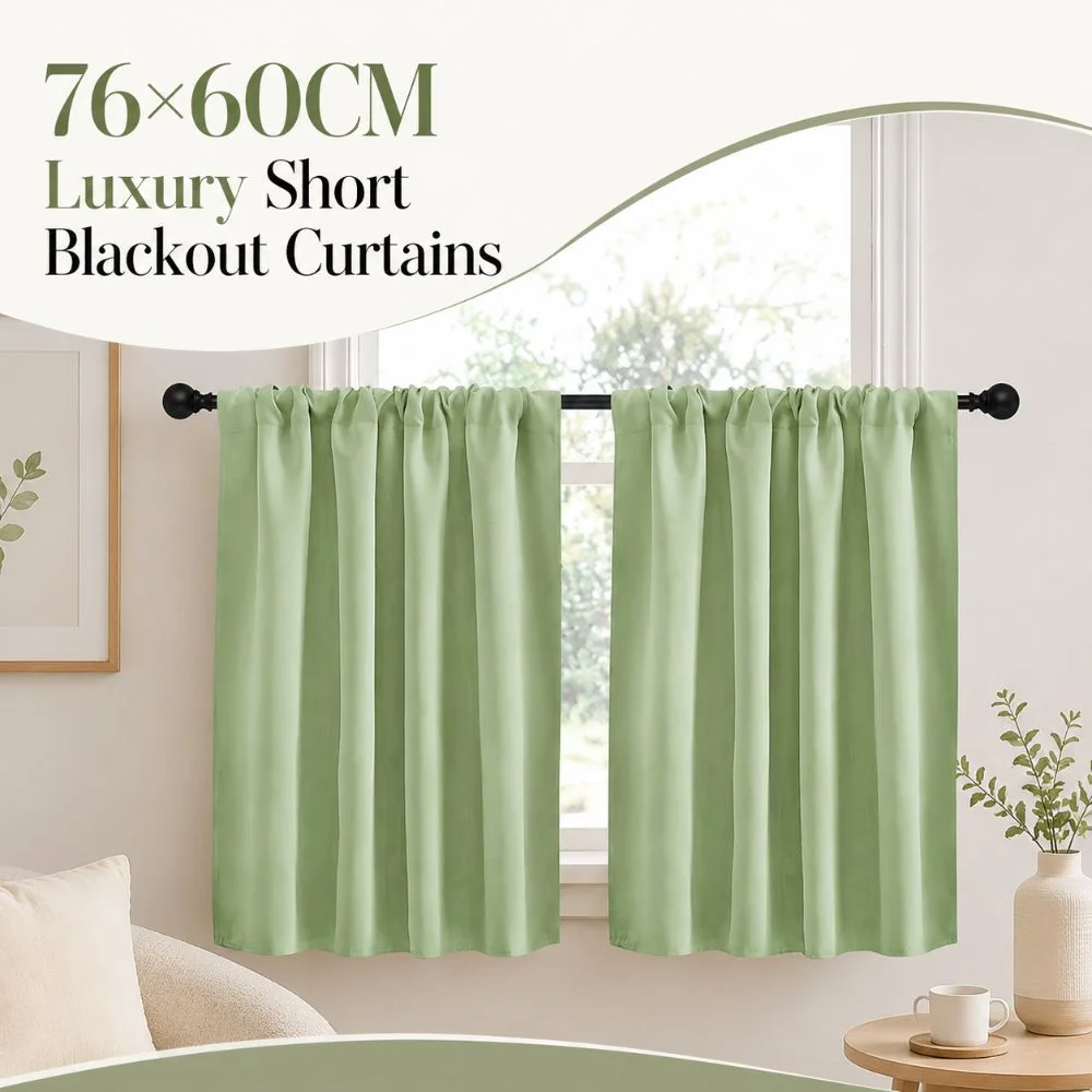 1PC 76×60CM Short Blackout Curtains Washable Solid Color Kitchen Curtain Breathable Thickened Partition Curtain Multipurpose
