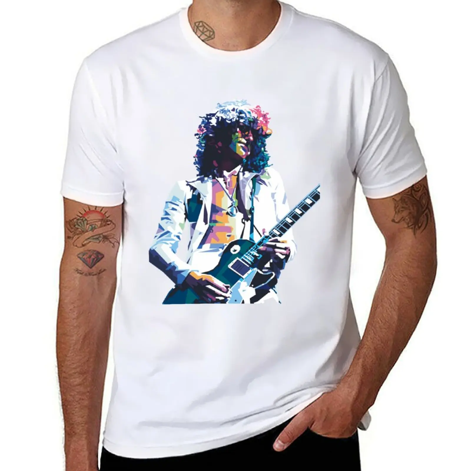 

Футболка в стиле Jimmy Page в стиле WPAP, дизайнерская футболка Essential