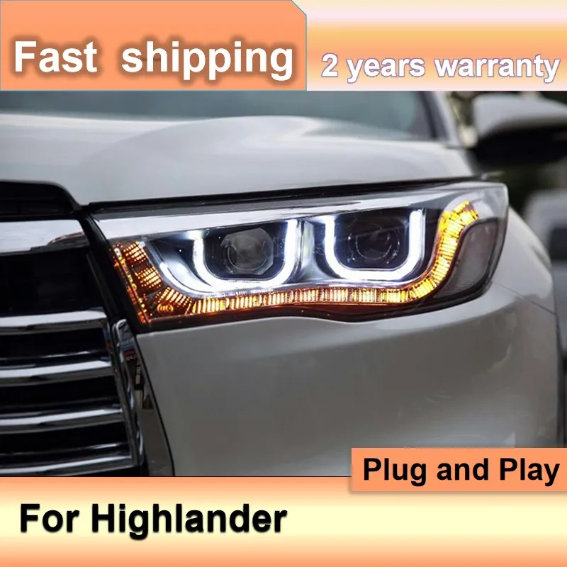 

Car Accessories for Toyota Highlander Head Lights 2014-2017 Highlander Headlight DRL Turn Signal High Beam Projector Lens