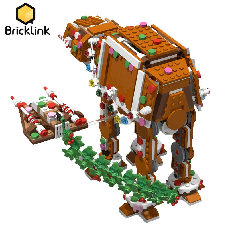 Bricklink Ideas Christmas Gingerbread Snowspeeders Fit 40806 Gingerbread AT-AT Addon Model Spaceship Sets Building Blocks Toys moc