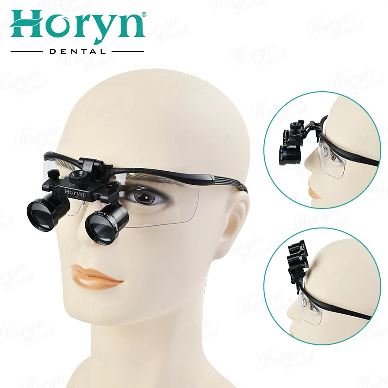 Adjustable den tal Loupes 2.5X/3.5X Magnification LED Headlamp 260-580mm IPD Range