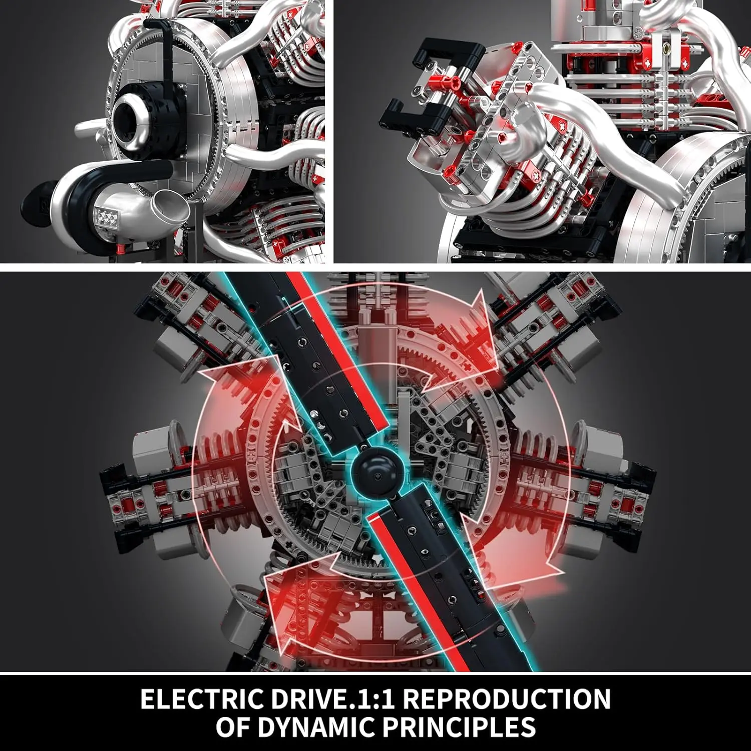 Mould King 10233 funktionierender Radial-Luftfahrtmotor-Modellbausatz, 3089+ STEM-Bausatz für Erwachsene und Jugendliche, Geschenkidee