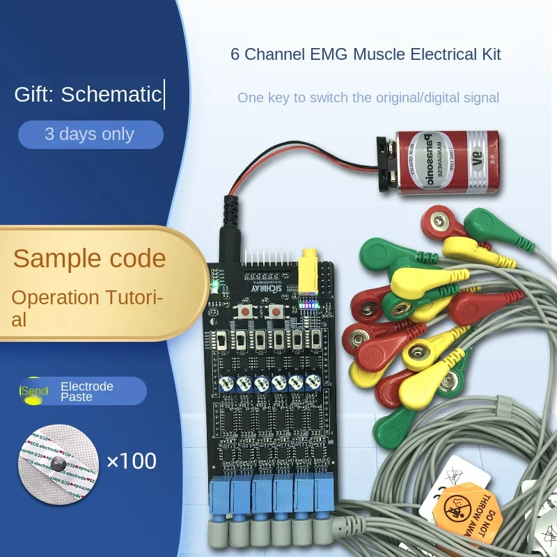 6-channel EMG Muscle Electric Sensor Module, 6-channel Muscle Electric Aduino Development Kit, Intelligent Wearable Device