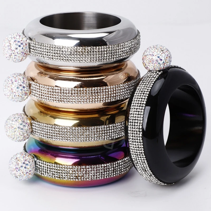 Stainless Steel Hip Flask Rhinestone Bracelet Hips Flasks 3.5oz Portable Round Flagon Bangle Vodka Whisky Wine Alcohol Bottle