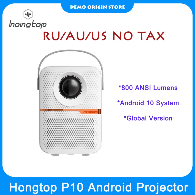 HONGTOP P10 Portable Android Projector 800 ANSI Lumens 2.4G WIFI Bluetooth Beamer Support 1080P Proyector For Home Theater